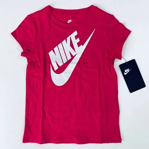 Nike Kid's Girl Tee 4T Short Sleeve Crew Neck Graphic Front Rush Pink 4T - Picture 1 of 7