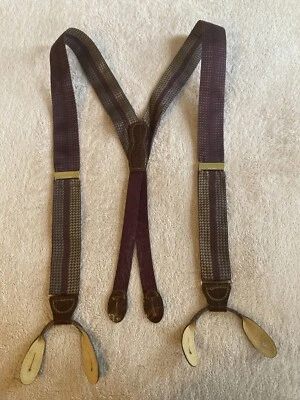 Tirantes Martin Dingman Borgoña Oro Rayas Latón Cuero Foto 1 de 4