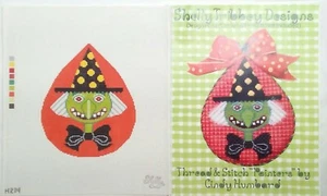 Shelly Tribbey needlepoint handpaint H214 Halloween Teardrop Scaredy Witch Guide - Picture 1 of 9