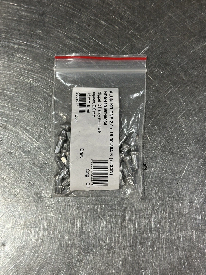 DT Swiss Squorx Pro Lock 2.0 x 15mm Silver Alloy Nipple, Bag Of x34! Brand New - Image 1 of 1