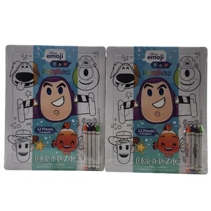 2x Disney Color A Puzzle Emoji Characters Puzzletivity 8 x 10, Crayons Ages 4+ - Picture 1 of 4