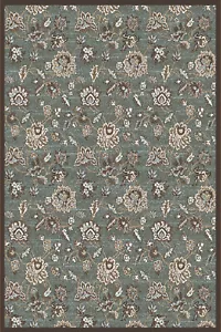 Green Floral Vines Leaves Flowers Area Rug Round 3475 - Aprx 5' 3" x 5' 3" - Picture 1 of 1