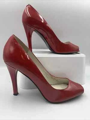 Nine West Red Leather Patent Court Shoes Stiletto Heel VGC. Size UK 5.5 - Image 1 of 4