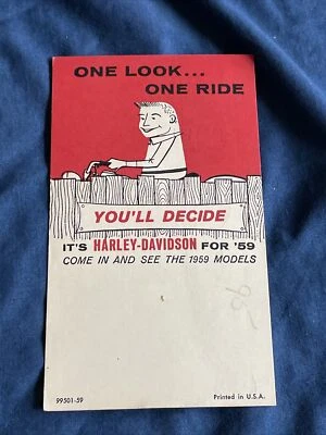 Harley Davidson 1959 tarjeta postal promocional nueva de stock Duo Glide FLH Sportster Panhead Foto 1 de 2