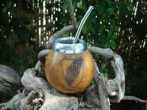 River Plate, ARGENTINA MATE GOURD YERBA TEA CUP WITH STRAW BOMBILLA, River - Picture 1 of 5