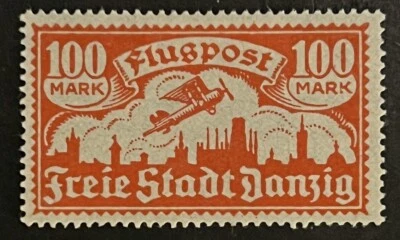 Дорожные марки: Германия МАРКИ ДАНЦИГА FLUGPOST БЕСПЛАТНОЕ СОСТОЯНИЕ 100 марок как новые MOGH - Изображение 1 из 4