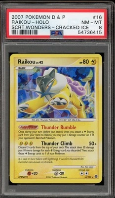 Pokemon Raikou Secret Wonders Cracked Ice Holo Rare #16 PSA 8 - Image 1 of 2