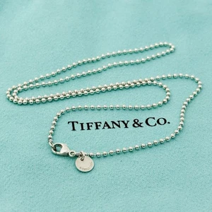 18" Tiffany & Co Sterling Silver 1.7mm Bead Necklace Dog Chain w Lobster Clasp - Picture 1 of 6