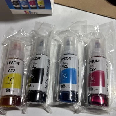 Botellas de tinta Epson Genuinas 522 4PK Negro Cian Magenta Amarillo 07/2029 Foto 1 de 4