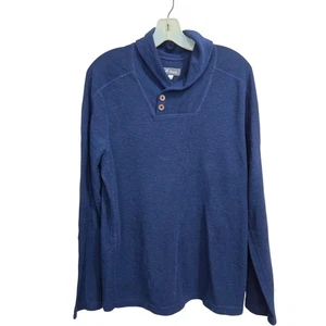 Ibex Sweater Mens Large Shawl Collar Merino Wool Blend Blue Pullover USA Outdoor - Picture 1 of 9