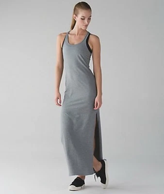 Maxi Vestido Lululemon Usado Refresh Talla 6 Gris Medio Excelente Estado Foto 1 de 4
