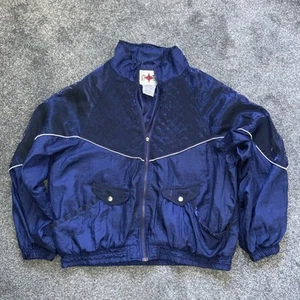 Active Frontier Vintage Mens Navy Iridescent 80s Jacket XL #118 - Picture 1 of 7
