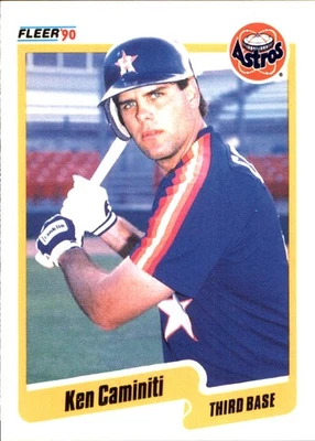 Ken Caminiti 1990 Fleer #225 Houston Astros FREE SHIPPING AutographDen - Image 1 of 2