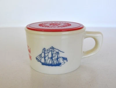 Old Spice Ship Grand Turk Salem 1786 Milk Glass Shaving Mug with Lid - Bild 1 von 4