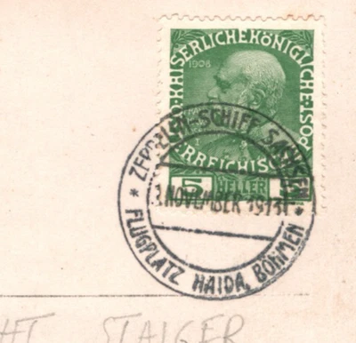 ZEPPELIN *Sachsen* (LZ.17) Postcard AUSTRIA Bohemia HAIDA 1913 FLIGHT CDS KZ31 - Image 1 of 4