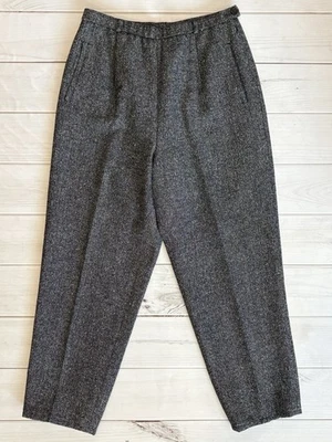 Calça Pendleton forrada cônica mistura de lã salpicada preta branca cropped tamanho 12 - Imagem 1 de 4