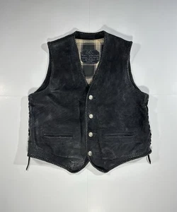 Vintage Walter Leather Co Leather Vest Size 44 Motorcycle Western Biker RARE - Picture 1 of 13