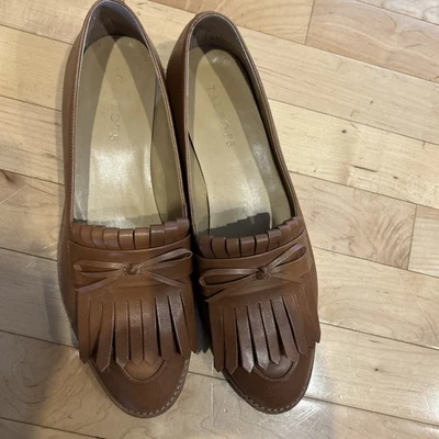 Talbots Leighton Kiltie Loafers Women’s 9 1/2 Brown Leather Fringe Tassel Flats - Image 1 of 4