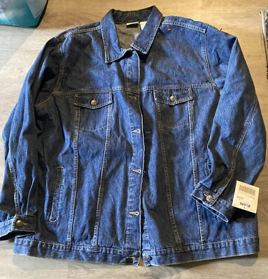 Crossroads Jean Trucker 夹克蓝色牛仔布 20-22 码全新带标签 — 第 1/3 张图片