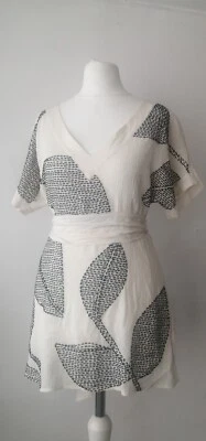 Coast, 8, Ivory Black Leaf Sequin Short Sleeve Top, tie waist  - Image 1 of 4