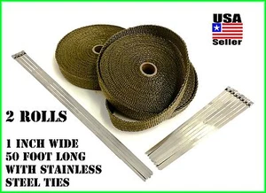 Kit de lazos de acero inoxidable con cabezal de escape de lava de titanio 2 rollos 1"x50 - Imagen 1 de 3