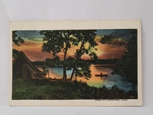 Postcard Chesterfield Connecticut Scenic Sunset Night Lake Scene c1938 - Picture 1 of 2