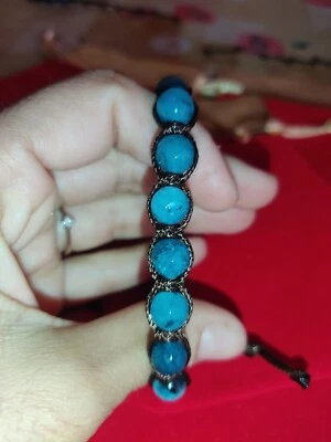 Bracciale Modello Tamashii In Agata Blu Regolabile  - Immagine 1 di 3