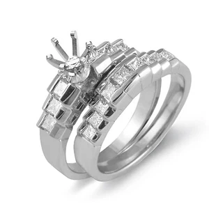 0.75Ct Princess Diamond Wedding Bridal Setting F Engagement Ring14k Gold White - Picture 1 of 2