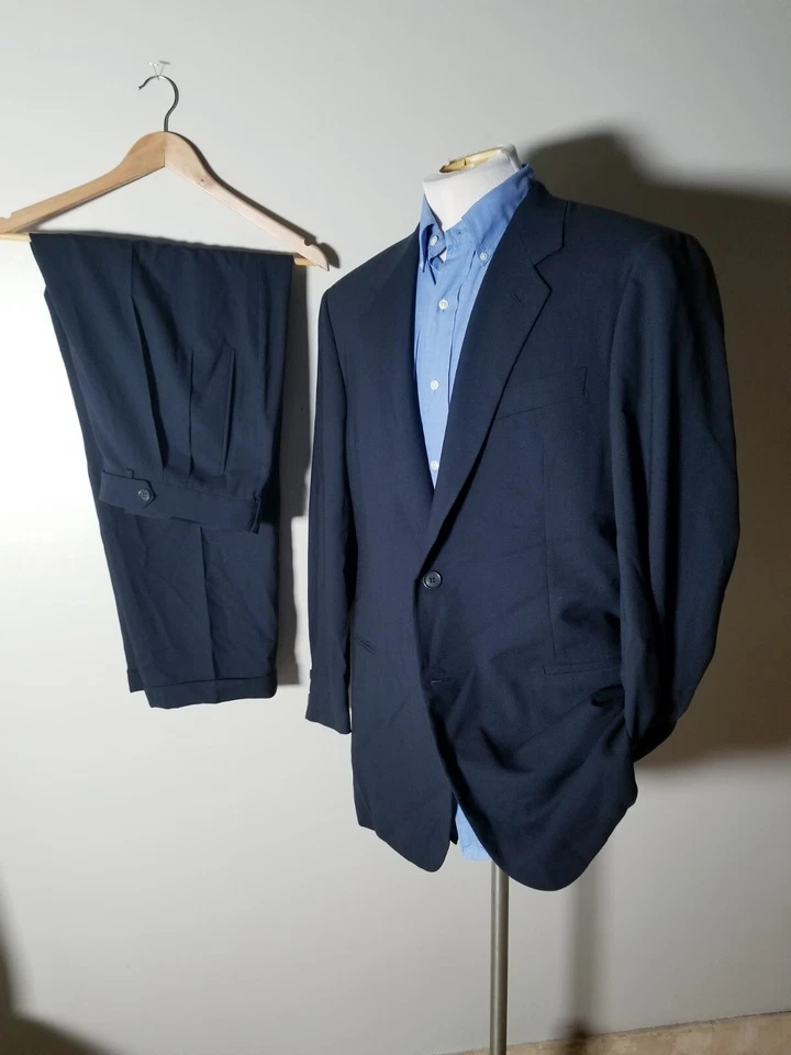 Giorgio Armani BLACK LABEL 2pc Suit Blue Glen Check full-CANVAS Jacket 42R Pants - Image 1 of 4