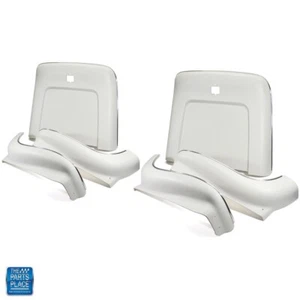 Respaldos y delantales de asiento con canastilla GM Cars 1969-1972 blancos con kit de 6 piezas de cromo moldeado - Imagen 1 de 4