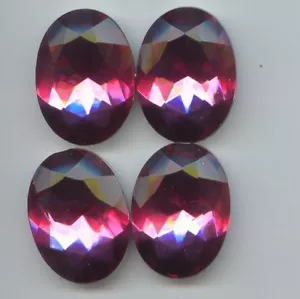 6 GIOIELLI VINTAGE ROSA ACRILICO 40x30mm OVALI SFACCETTATI GEMMA 6818 - Foto 1 di 1