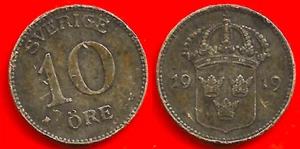 SUEDE . 10 ORE 1919 . ARGENT - Picture 1 of 1