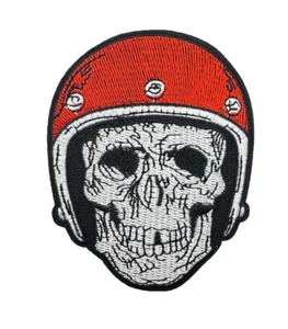 Totenkopf Skull Biker Patch Bügelbild bestickt zum Aufbügeln Aufnäher Flicken - Bild 1 von 3