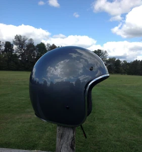 3/4 Helmet Grey MetalFlake Vintage Style 3 Snap Visor Size XL Extra Large Harley - Picture 1 of 5