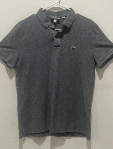 Boys LaCoste Polo Shirt Size L Slim Fit Short Sleeve Gray - Picture 1 of 4