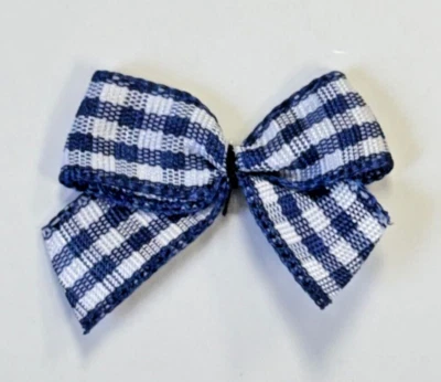 50 шт лот мини Gingham лента бант 1» шить на клетчатой ленты банты темно-синий и белый - Изображение 1 из 2