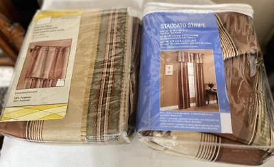 2 Designables  Cinn. Staccato Stripe Pole Top Panels Curtains, Drapes 50" x 84" - Image 1 of 4