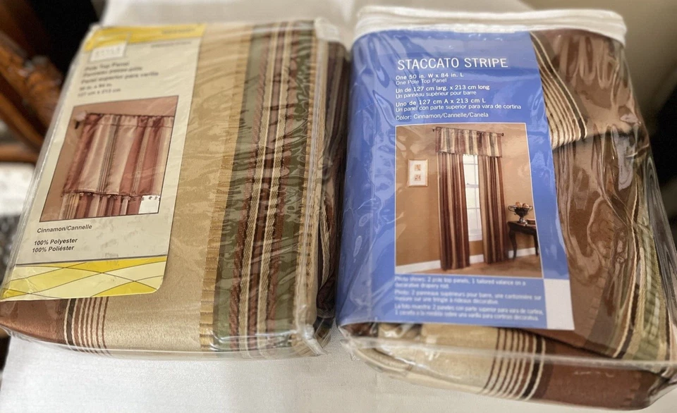 2 Designables  Cinn. Staccato Stripe Pole Top Panels Curtains, Drapes 50" x 84" - Image 1 of 4
