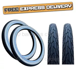 PAAR Schwalbe ROAD CRUISER 27x1-1/4 WEISS WAND Traditionelle Vintage Fahrrad REIFEN - Bild 1 von 10