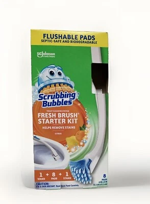 NEW Scrubbing Bubbles Citrus Scented Flushable Wipes Toilet Cleaning Starter Kit - Image 1 of 4