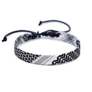 UK SELLER Black White Keffiyeh Print Palestine Style Bracelet Wristband - Picture 1 of 3