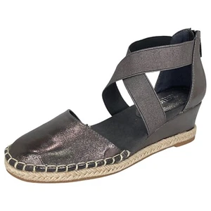 Kenneth Cole Reqction Womens Wedge Sandals 6.5M Clo X Band Pewter Espadrilles - Picture 1 of 13