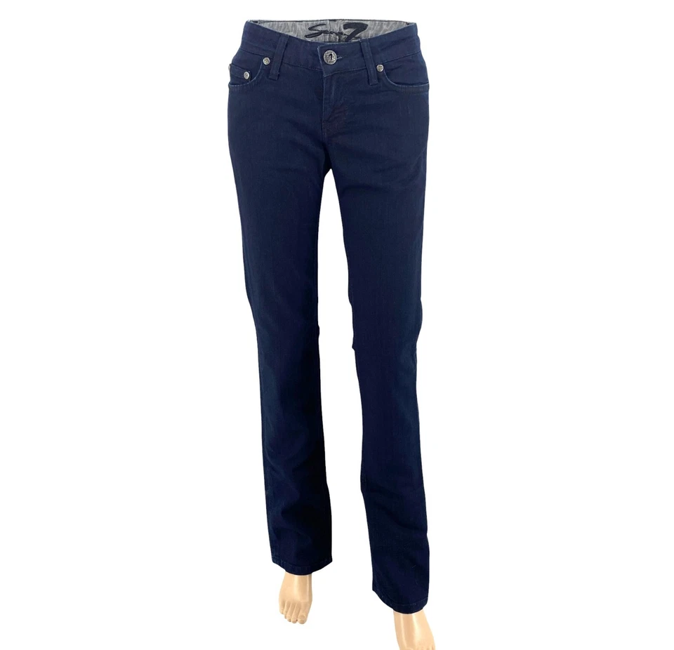 Seven7 Women Navy Blue Medium Rise Straight Denim Jeans Size W25 - Image 1 of 4