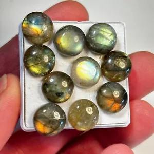 Labradorite Autumn Gold Round 12mm x 10 Loose Cabochon Gemstone Eo-1113 - Picture 1 of 3