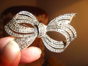 Stunning Large 2inch Vintage Sterling Silver Marcasite Bow Brooch - VGC - Picture 1 of 7