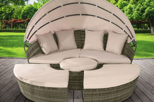 Rattan Sun Island Luxury Canopy Sofa Lounger Day Bed Garden Furniture