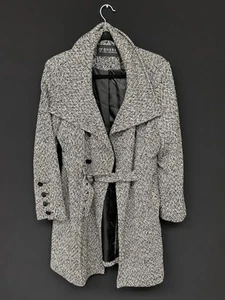 Guess Women Black / Grey Button Up Double-Breasted Coat - Size XL - Picture 1 of 4