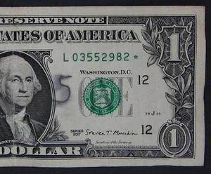 2017 $1 (ONE DOLLAR) - STAR NOTE - "L" - LOW RUN - 500k SHEETS - Picture 1 of 3