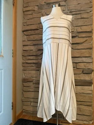 Silk Nordstrom Collection Sleeveless Striped Dress Sharkbite Sz 14 - Image 1 of 4