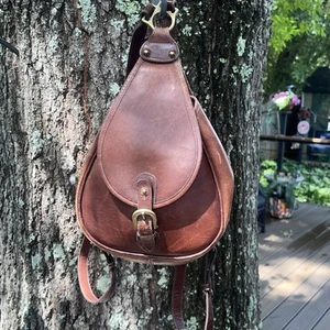 Zaino vintage in pelle marrone borsa a tracolla borsa a tracolla ottone TONER’S Irlanda - Foto 1 di 8